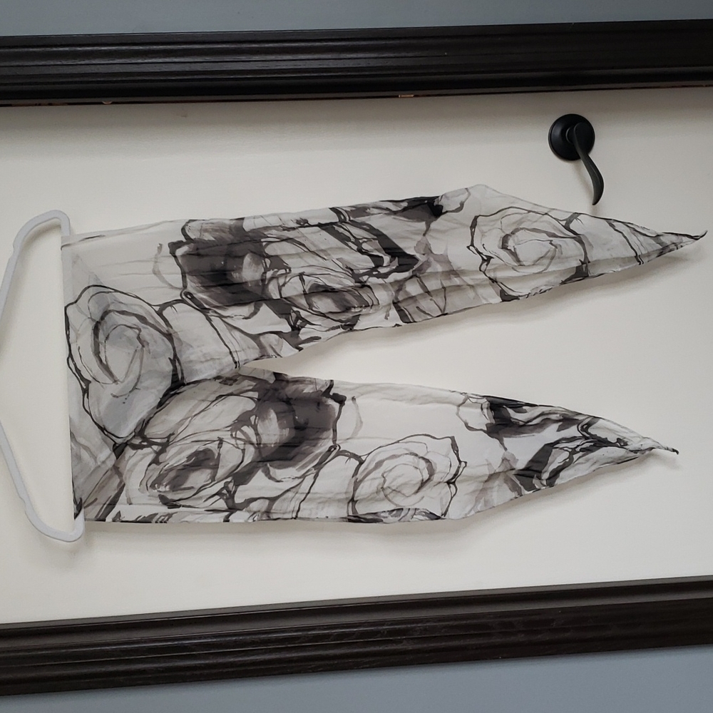 Black and white sheer scarf angled edges